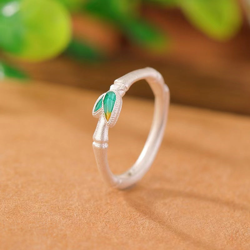 Lucky Bamboo Silver Ring-Prosperity Longevity