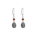 Fu Red Agate Silver Earrings-Lucky and Prosperity