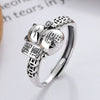 Wealth Cat Maneki Neko Silver Ring-Good Fortune and Luck