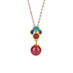 Auspicious Clouds Red Agate Necklace -Lucky and Prosperity