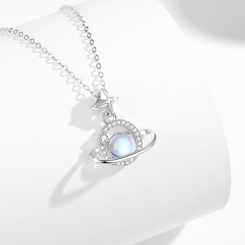 Always Drawn to You-Saturn & Star Sterling Silver Necklace