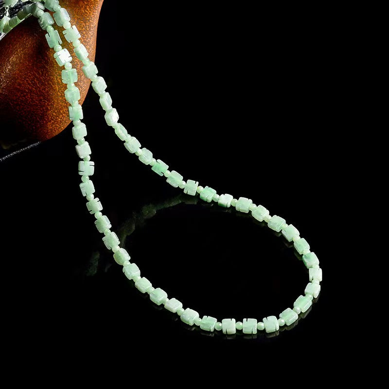 Mala Prayer Barrel Beads Jadeite Necklace-Inner Peace