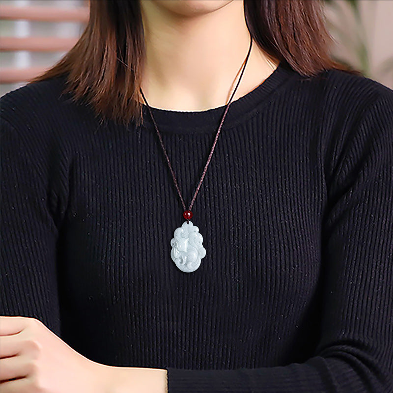 Natural Type A Burmese Jadeite Fox Pendant – Charm of Wisdom & Protection