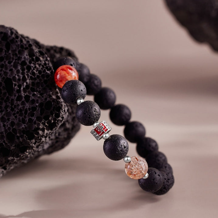 Lava Stone Red Quartz Bracelet-Grounded Radiance