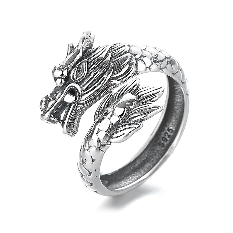 Sterling Silver Dragon Adjustable Ring-Quiet Strength