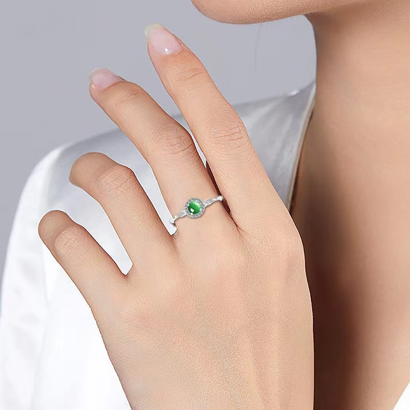 Grade A Jade Wealth Silver Ring(Adjustable)