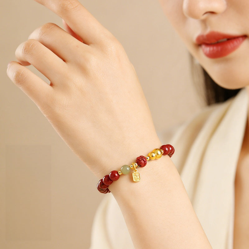 Cinnabar Lotus Jade Bead Bracelet-Poised for Better Turns
