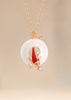 Fortune Koi White Chalcedony & Agate Pendant Necklace