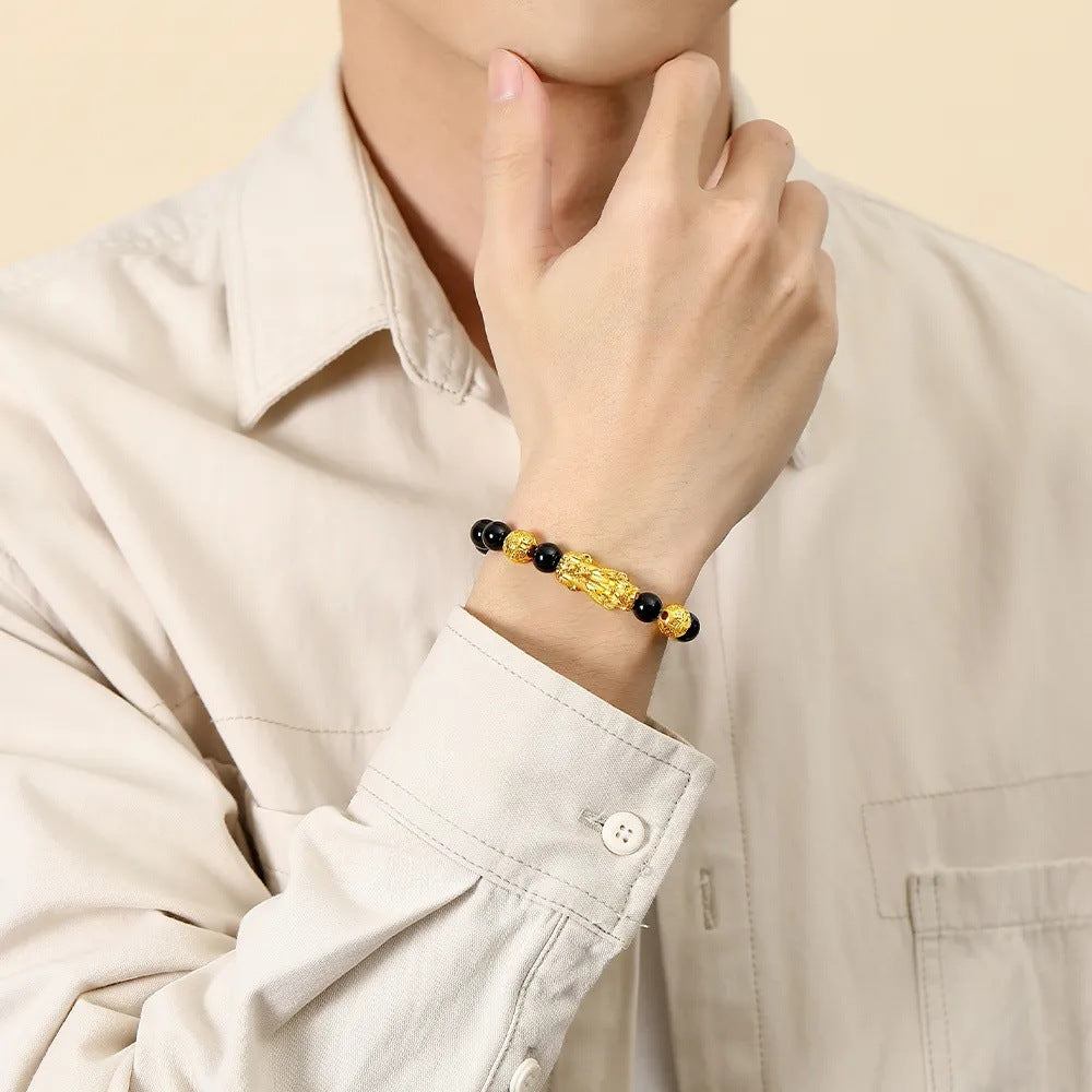 Prosperity in Focus-24K Gold-Plated Pixiu Bracelet