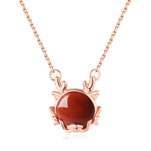 Yeaf of Dragon Red Agate Jewelry Set-Attract Good Luck