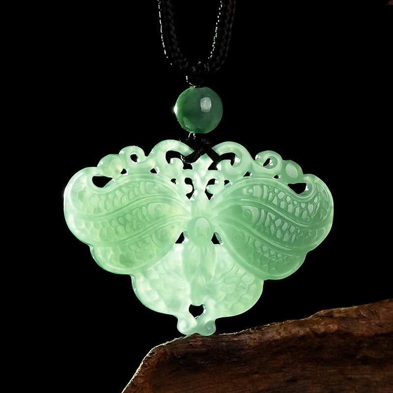 Serene Transformation Butterfly Jade Pendant-Whispers of the Azure Wing: A Soul’s Metamorphosis