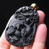 Black Obsidian “Flying Pixiu” Pendant – Hand-Carved Guardian of Wealth & Power