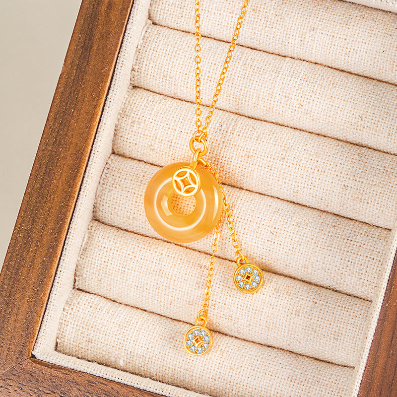 Coin Red Agate Necklace-Lasting Peace and Prosperity