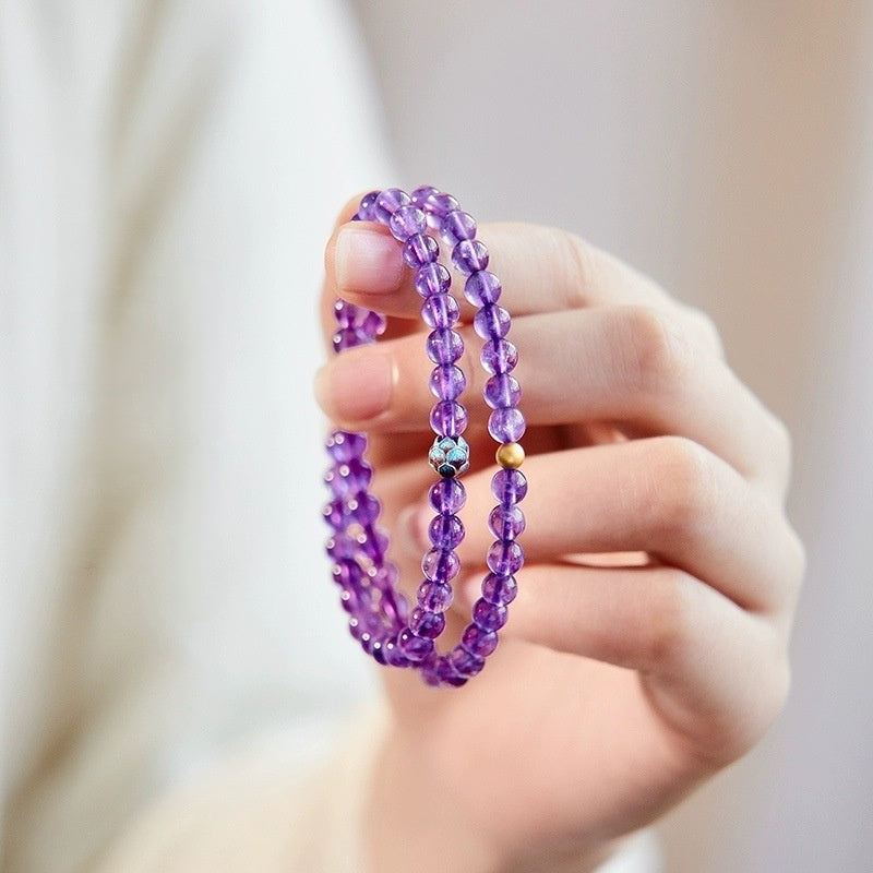 Armband mit 108 Buddha-Perlen aus natürlichem Amethyst