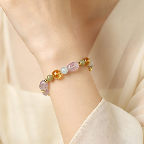 Citrine Amethyst Multi-Gemstone Bracelet-Balanced Light