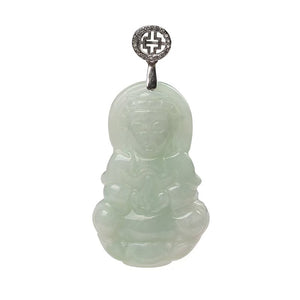 Guanshiyin Buddha White Jade Pendant-Protection&Healing