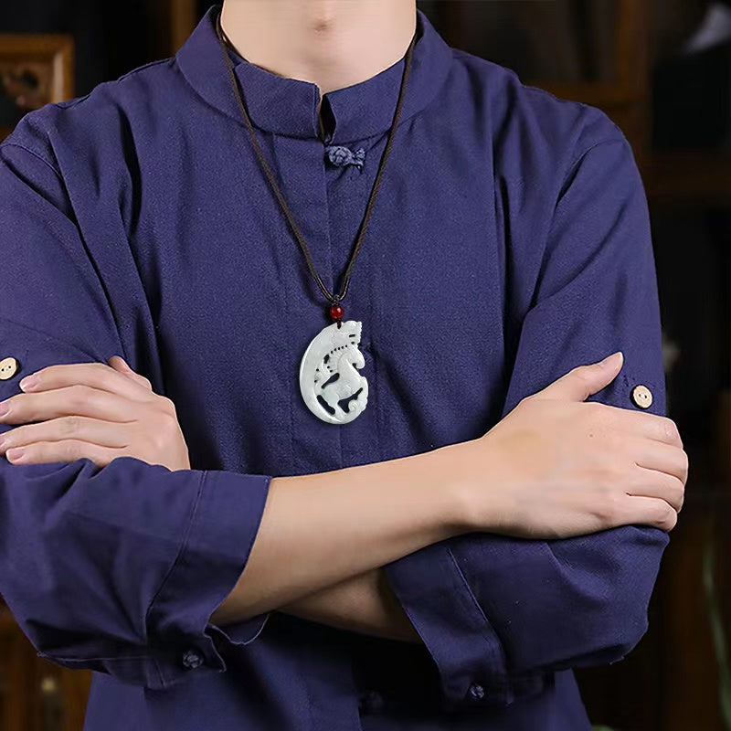 Dragon and Horse Jade Pendant-Fengshui Luck