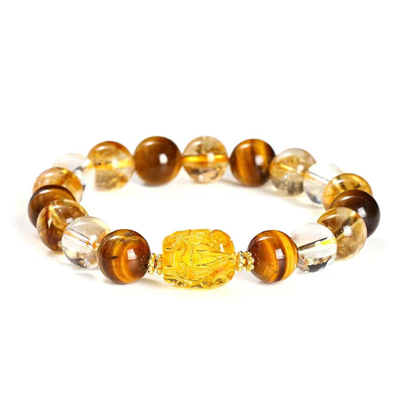 Yellow Tiger Eye Stone Pixiu Men Bracelet-Attract Luck