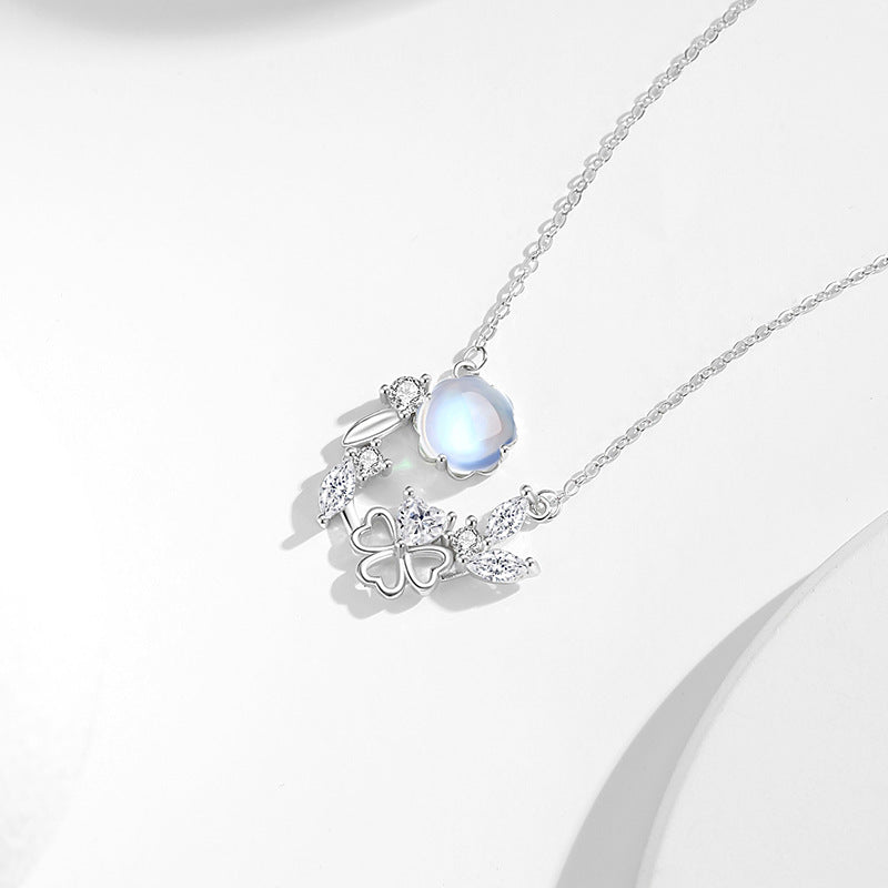 Butterfly & Clover Sterling Silver Necklace-Happiness in Finding You