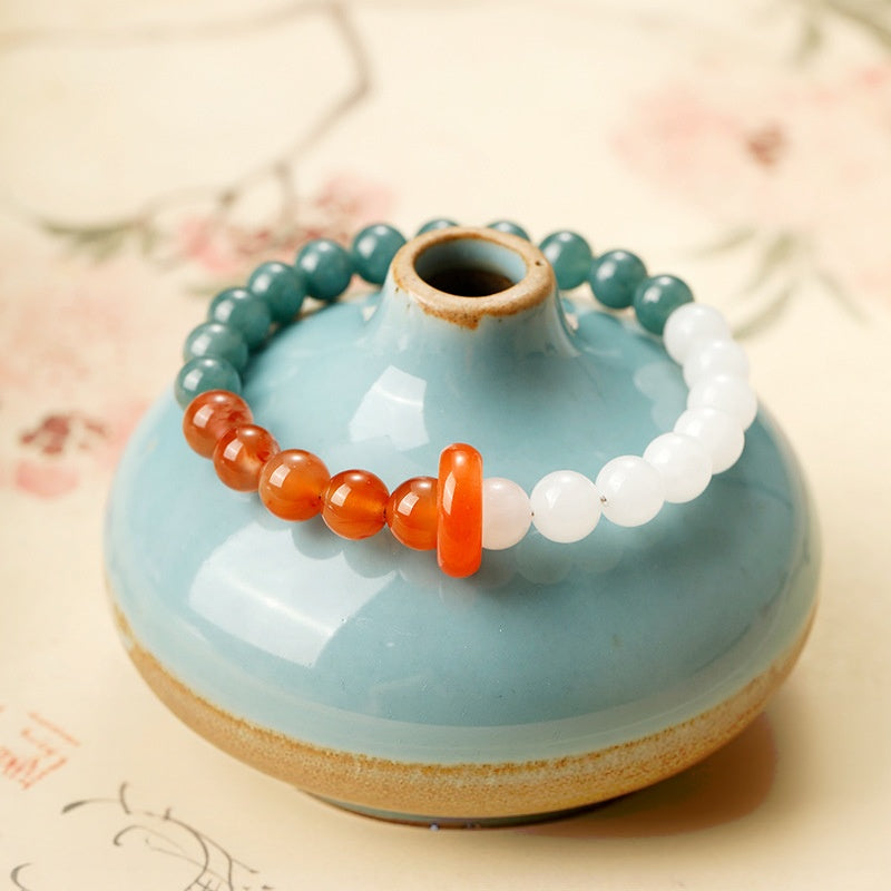 Red Agate Sliding Donut Jade Bracelet-Circles of Calm