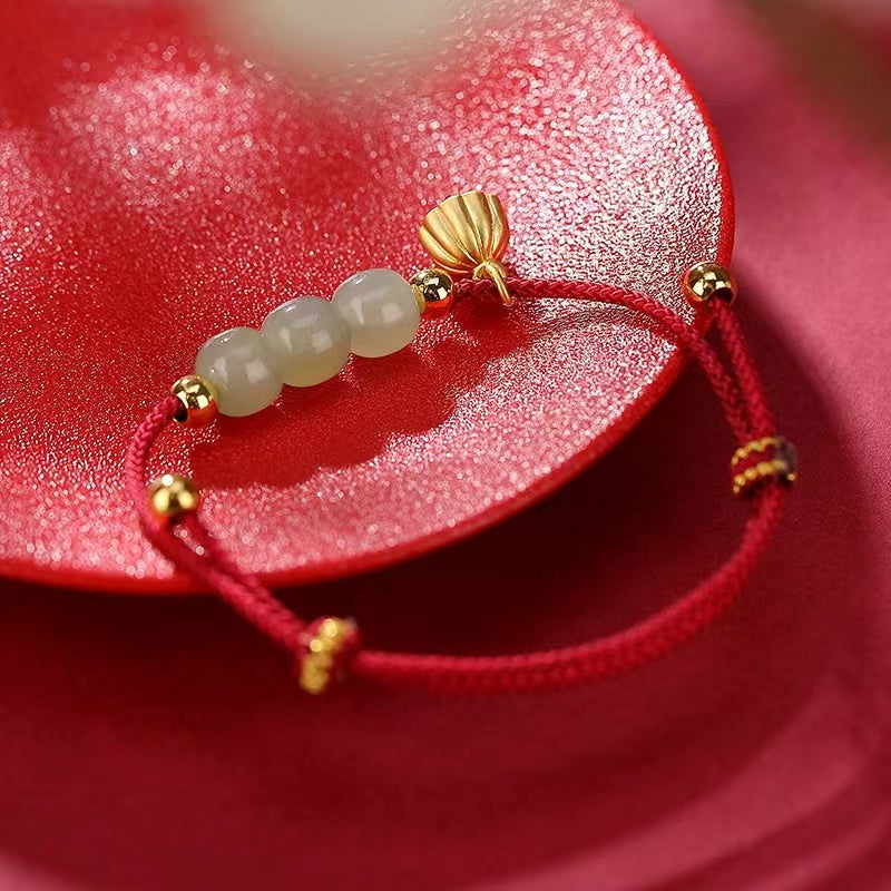 Lotus Flower Red String Bracelet-Purity and Perfection