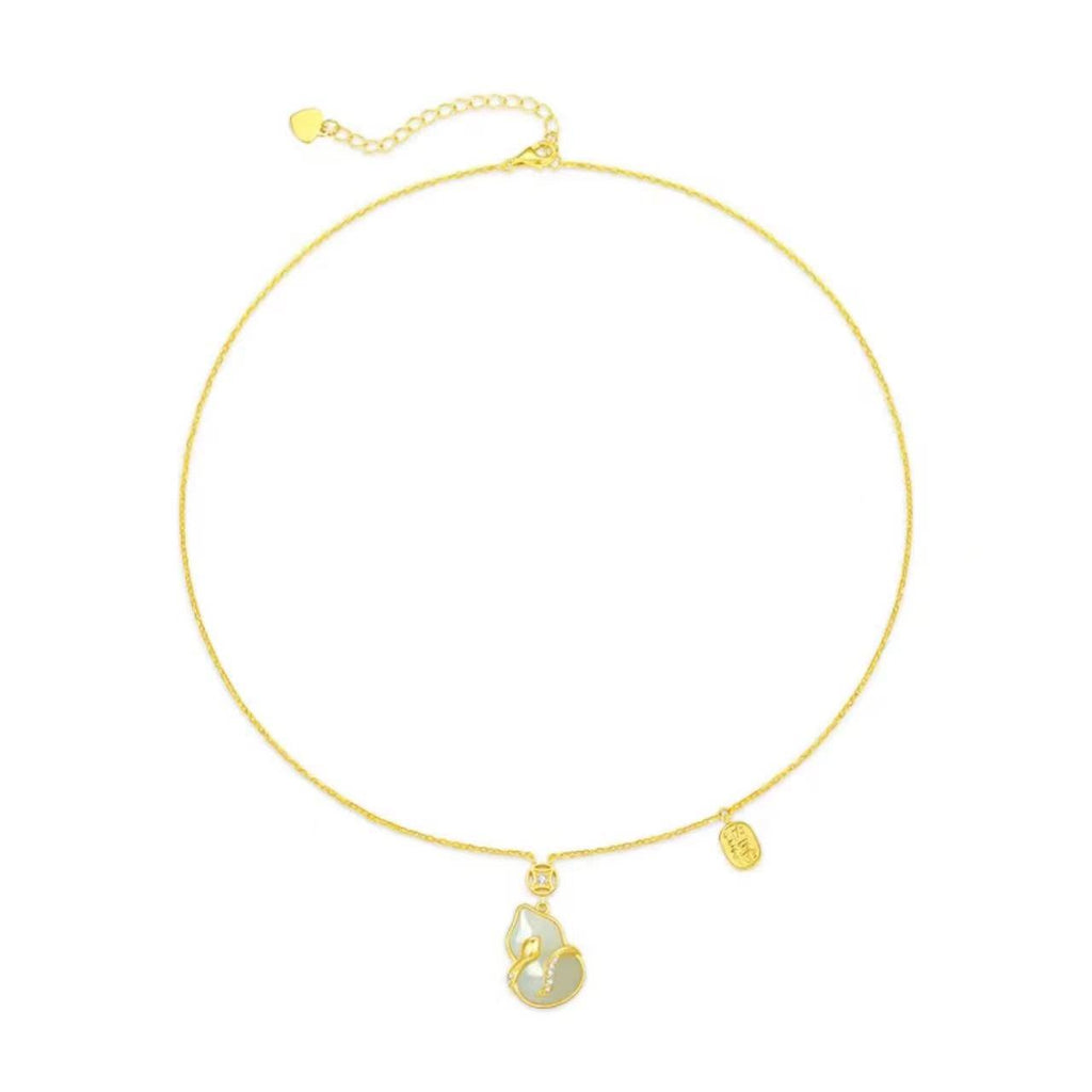 2025 Year Of Snake Jade Calabash Silver Necklace-Passion & Determination