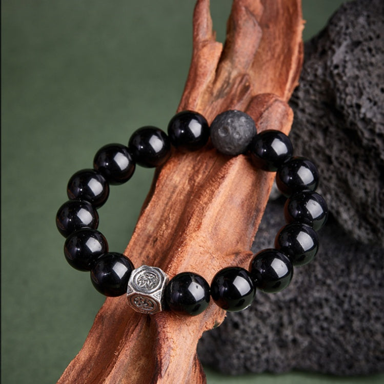 Obsidian Bead Stretch Bracelet-Awakened Core