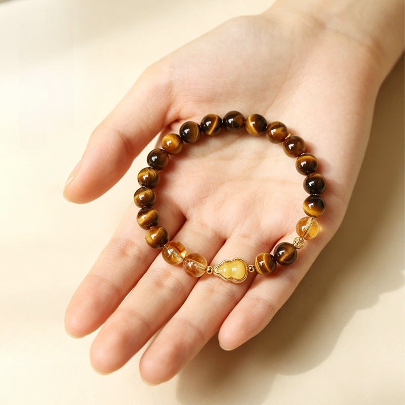 Yellow Tower Crystal Gourd Tiger’s Eye Bracelet-Steady Fortune