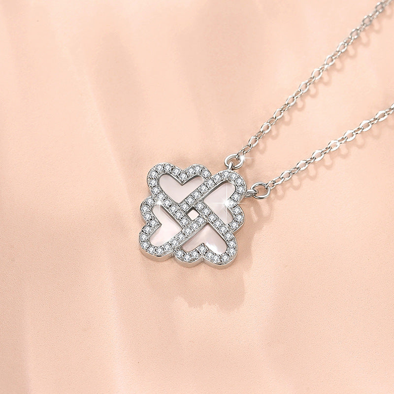 Four Leaf Clover Sterling Silver Necklace-Lucky to Find You