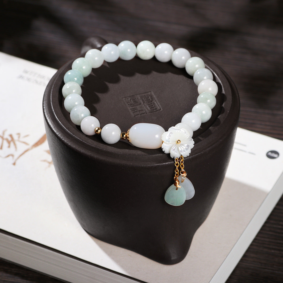 Plum Flower White Jade Bracelet