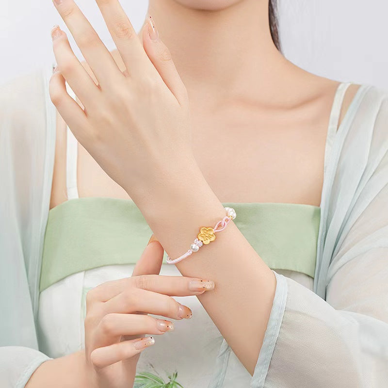 Natural Pearl Sakura Handmade Rope Bracelet-Inner Peace