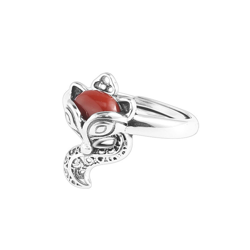 Graceful Agility-Fox Red Agate 925 Sterling Silver Ring