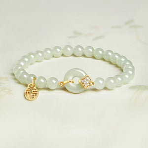 Natural Jade Beads Peace Knot Bracelet-Good Fortune and Prosperity