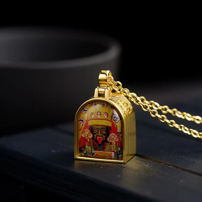 Zashi Lhamo Pendant- Drashi Lhamo Charm Buddhist Protector-Ghau Prayer Box