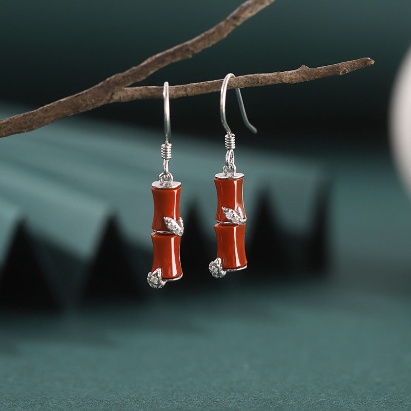 Stand Your Ground-Bamboo Red Agate Drop Earrings