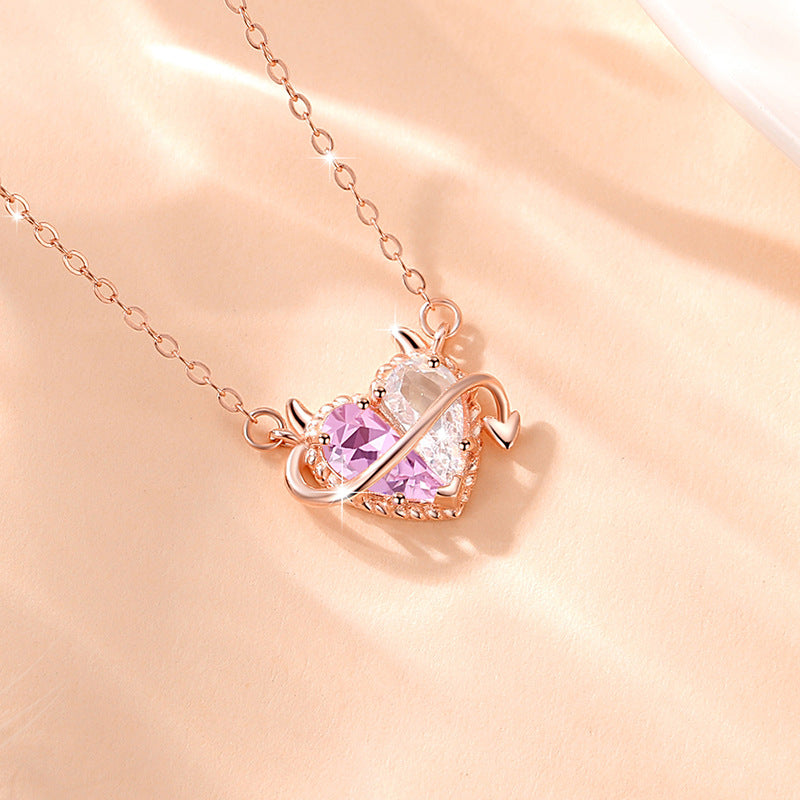 Pink Devil Heart Necklace-A Little Mischief