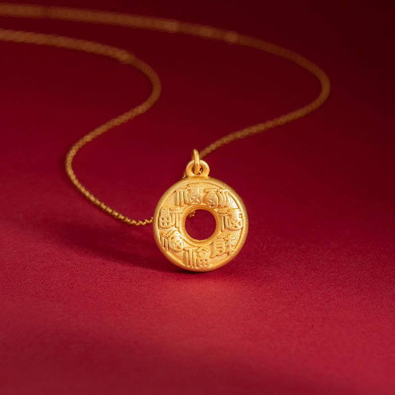 Fu Blessing Peace Disc Necklace-Good Fortune Alongside