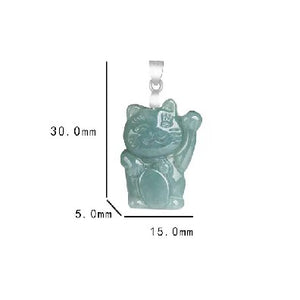 Maneki-neko Jade Necklace-Lucky Fortune Cat