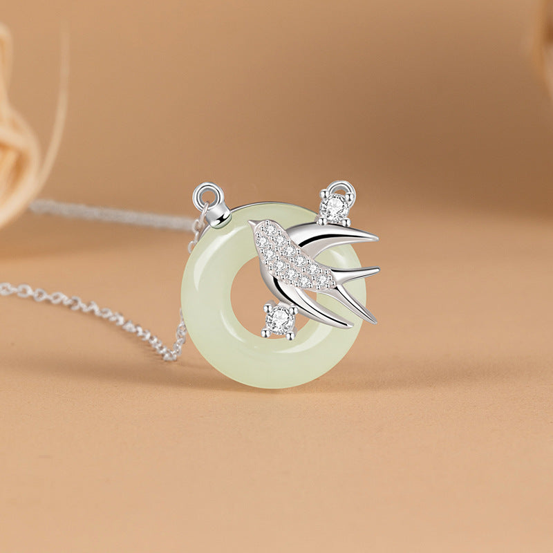Swallow White Chalcedony Necklace-Follow Your Dreams