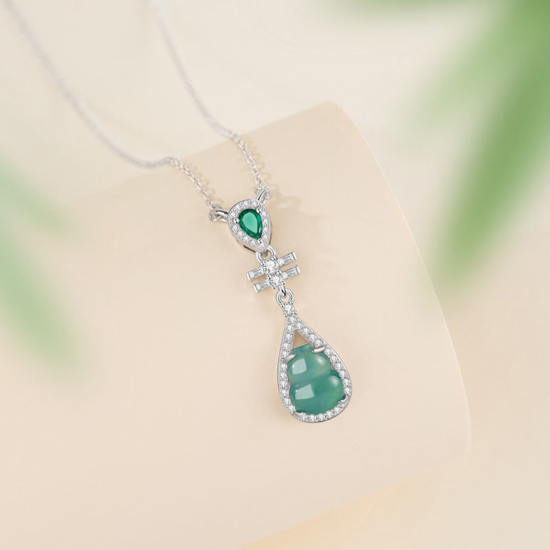 Gourd Jadeite Necklace & Earrings-Blessings and Prosperity