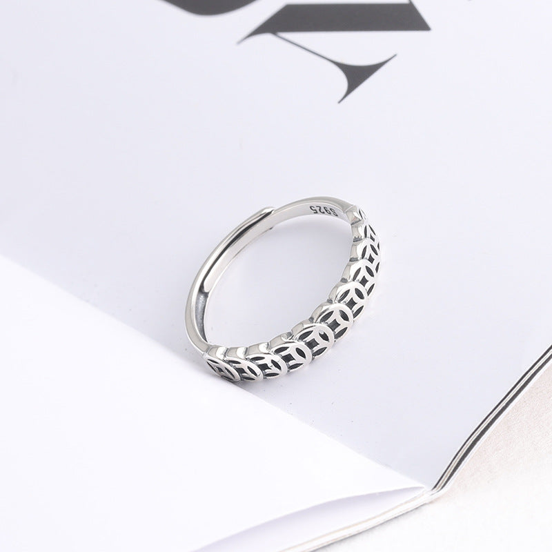 Wealth Coin 925 Sterling Silver Ring-Serene Prosperity