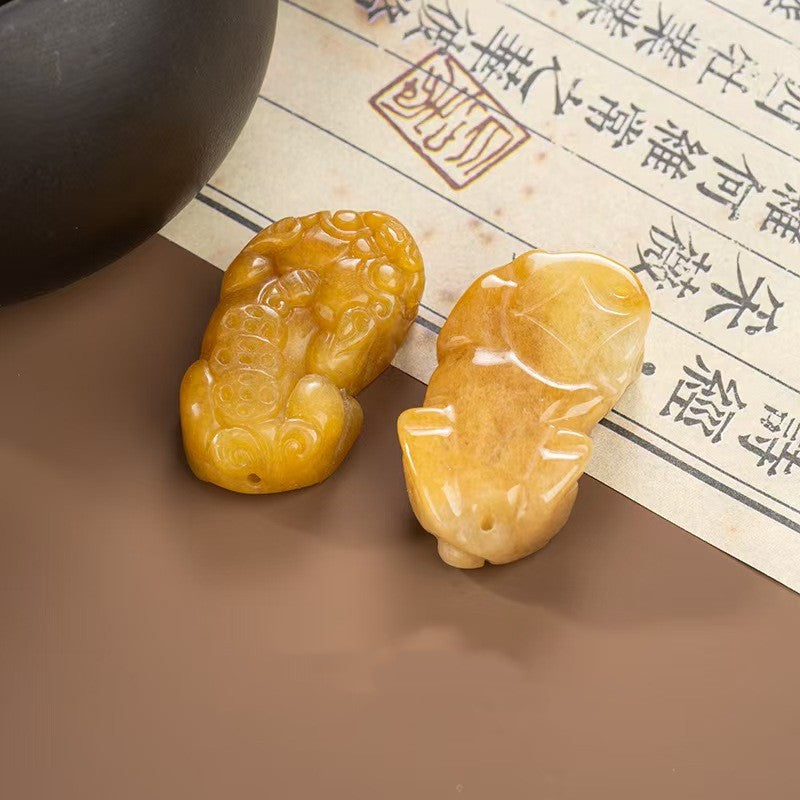 Yellow Jade Pixiu Pendant Necklace-Attract Wealth