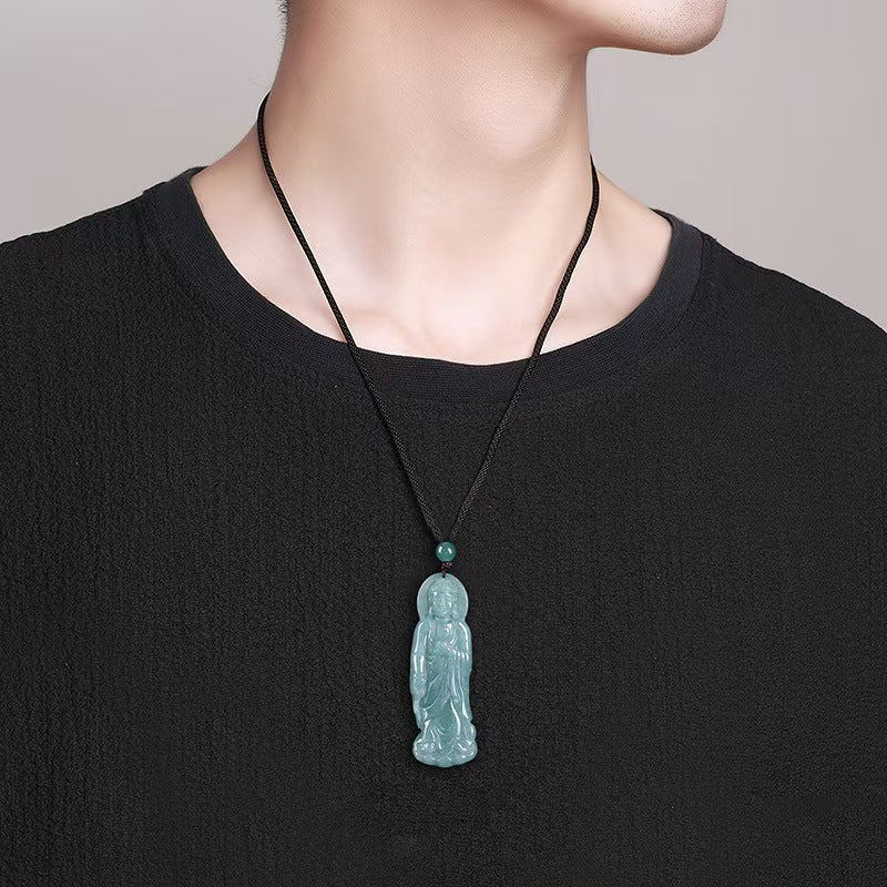 Tathagata Buddha Blue Ice Jade Pendant-Protection&Healing