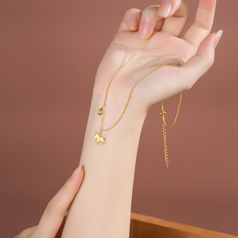 “Lucky Horse” Golden Necklace – 2026 Year of the Horse Edition for Instant Wealth & Good Fortune