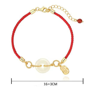 White Jade Pingan Red String Bracelet-Protection and Safety