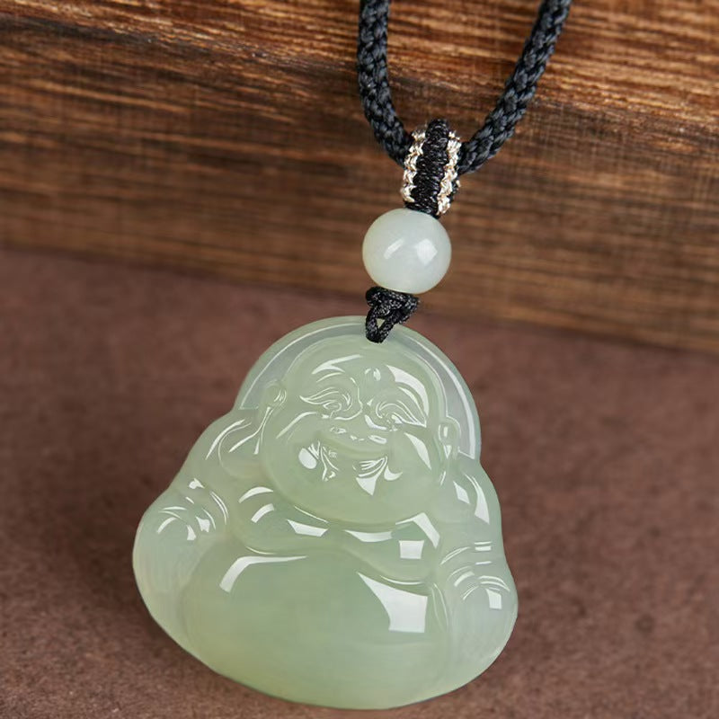 Joyful Laughing Buddha Jade Pendant-Wisdom and Enlightenment