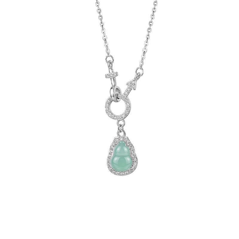 Gourd Jade and Sterling Silver Necklace-Blessings by Your Side