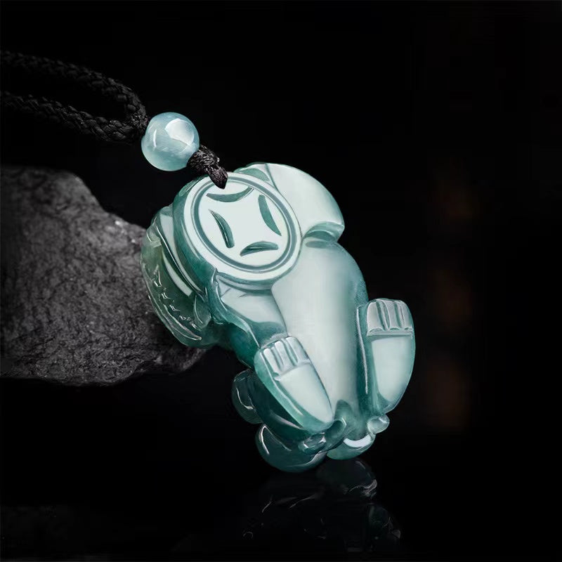 Pixiu Wealth Pendant-Natural Ice Jade/Pi Yao Pendant Necklace Healing Stone