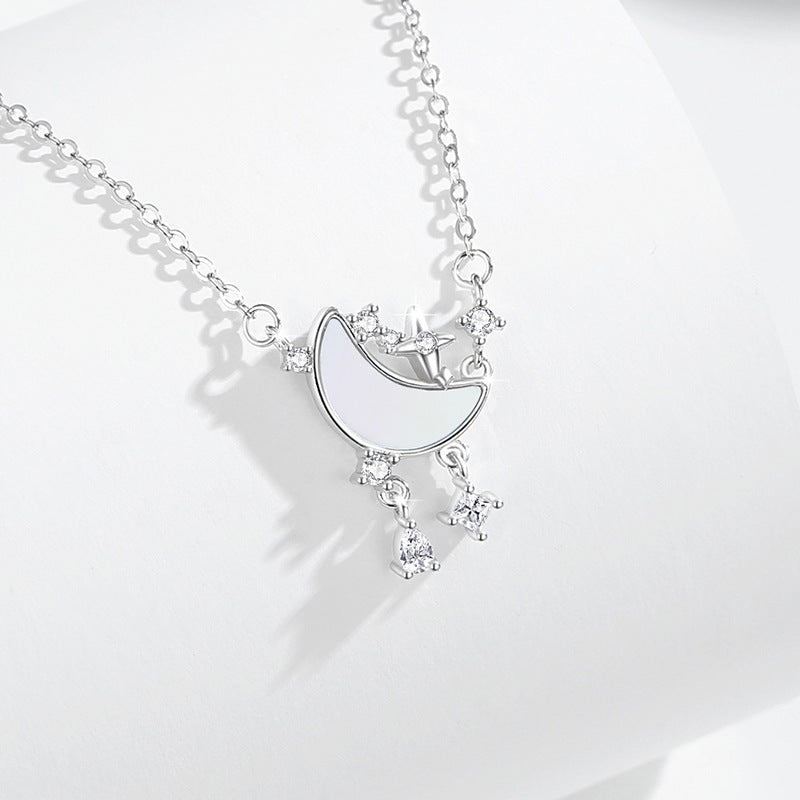 Moon & Stars Mother of Pearl Necklace-Love as Lasting as the Stars
