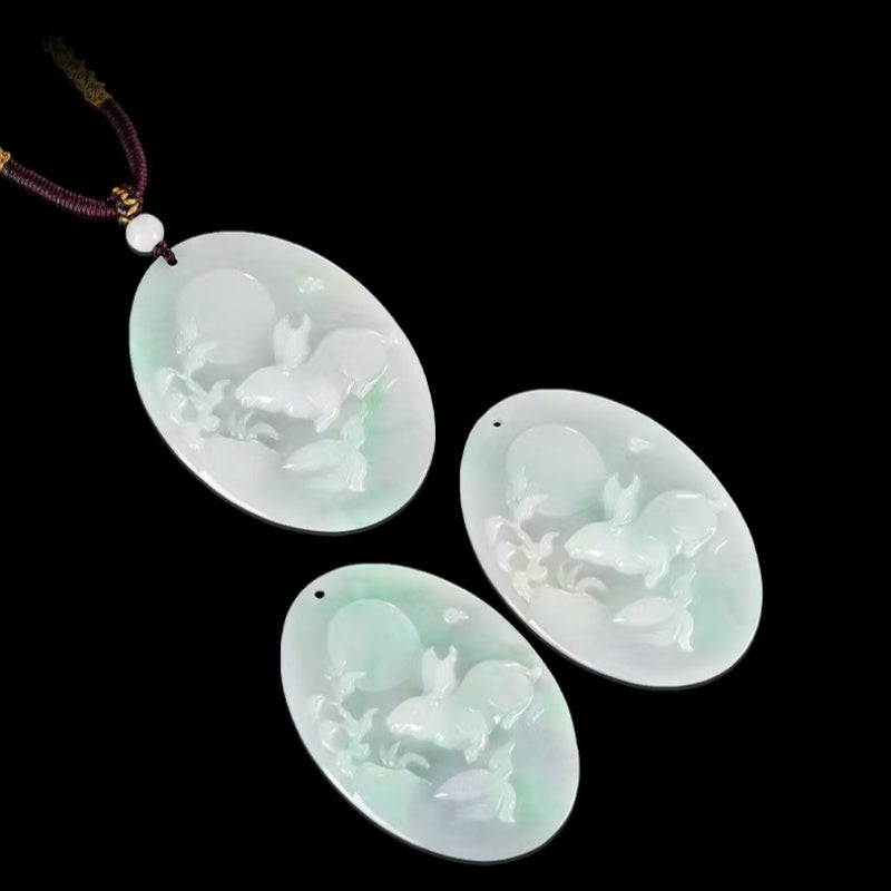 Rabbit Gazing at the Moon Jadeite Pendant – Hope, Serenity & New Beginnings